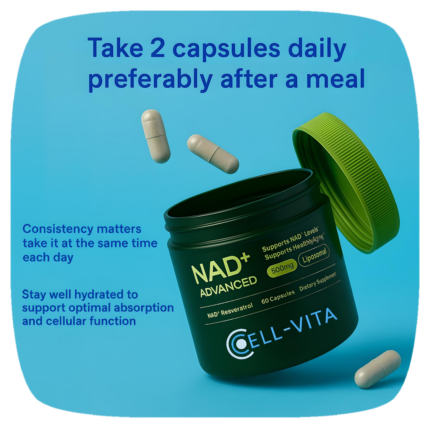 Cell-Vita NAD+ Advanced -  Life Supplement  - 60 Capsules